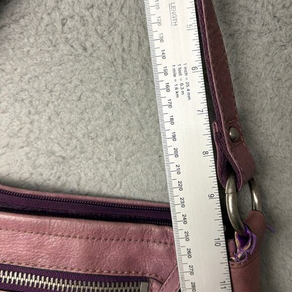 Fossil Shoulder Bag Purse Vintage Y2K Style Purple Leather Silver Hardware 11x8 - Picture 6 of 9